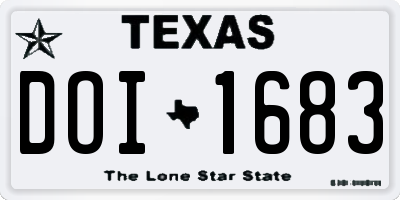 TX license plate DOI1683