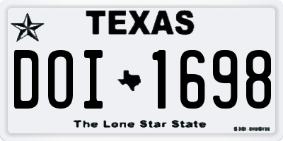 TX license plate DOI1698