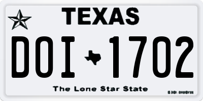 TX license plate DOI1702
