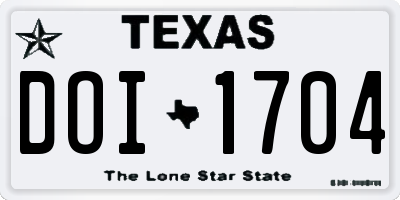 TX license plate DOI1704