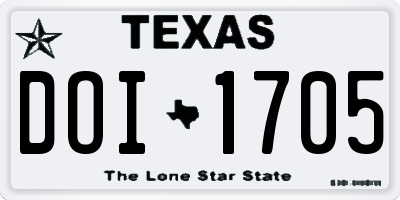 TX license plate DOI1705