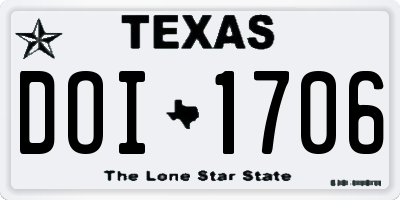 TX license plate DOI1706