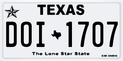 TX license plate DOI1707