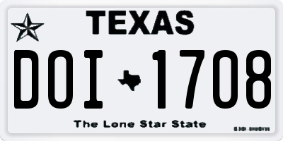 TX license plate DOI1708