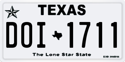TX license plate DOI1711
