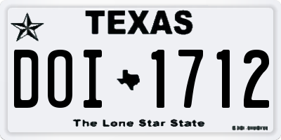 TX license plate DOI1712