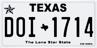TX license plate DOI1714