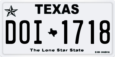 TX license plate DOI1718