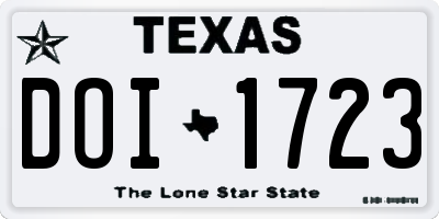 TX license plate DOI1723