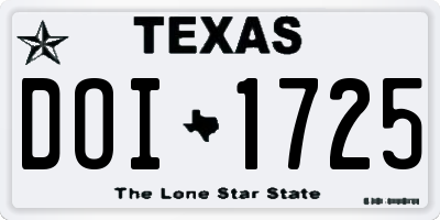 TX license plate DOI1725