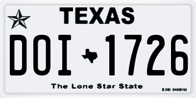 TX license plate DOI1726