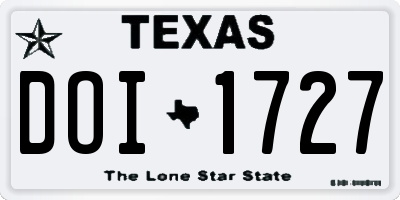 TX license plate DOI1727