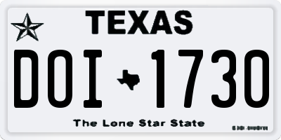 TX license plate DOI1730