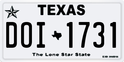 TX license plate DOI1731