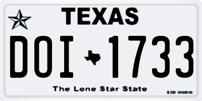 TX license plate DOI1733