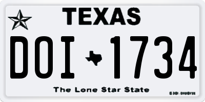 TX license plate DOI1734