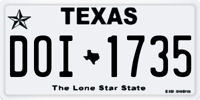 TX license plate DOI1735