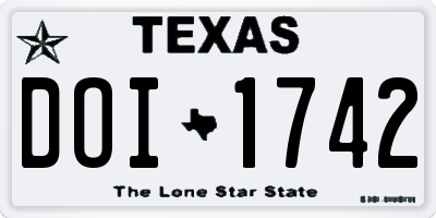 TX license plate DOI1742