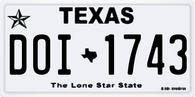 TX license plate DOI1743