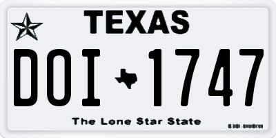 TX license plate DOI1747
