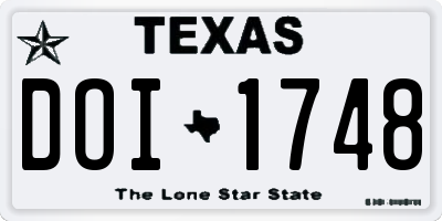 TX license plate DOI1748