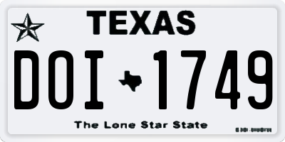 TX license plate DOI1749