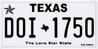 TX license plate DOI1750