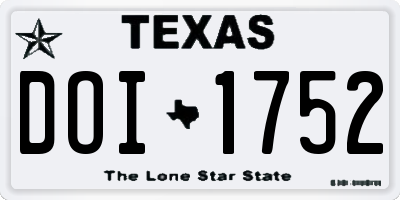 TX license plate DOI1752