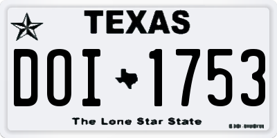 TX license plate DOI1753