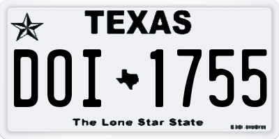 TX license plate DOI1755