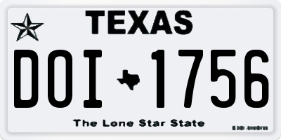 TX license plate DOI1756