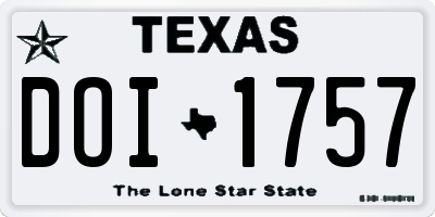 TX license plate DOI1757