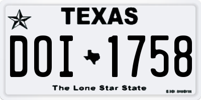 TX license plate DOI1758