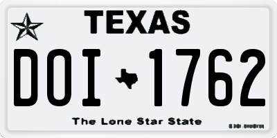 TX license plate DOI1762