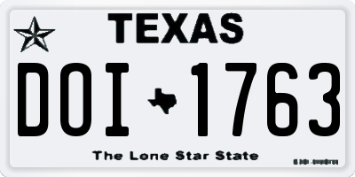 TX license plate DOI1763