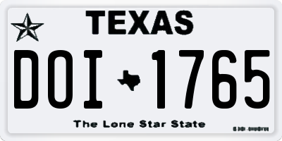 TX license plate DOI1765