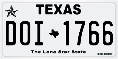 TX license plate DOI1766