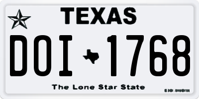 TX license plate DOI1768