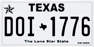 TX license plate DOI1776