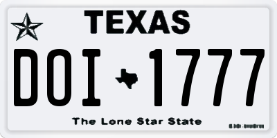 TX license plate DOI1777