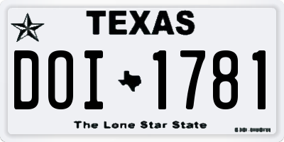 TX license plate DOI1781