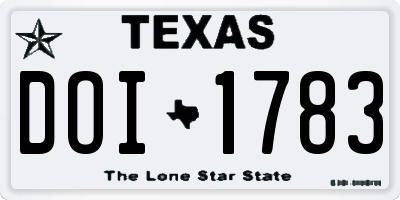 TX license plate DOI1783