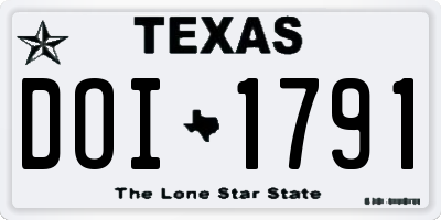 TX license plate DOI1791