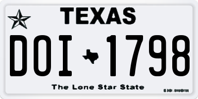 TX license plate DOI1798