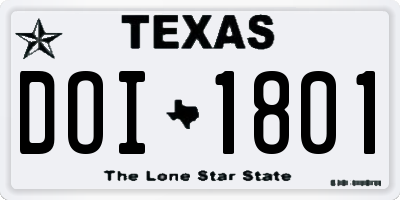 TX license plate DOI1801