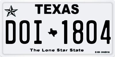 TX license plate DOI1804