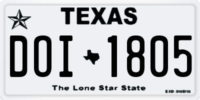 TX license plate DOI1805