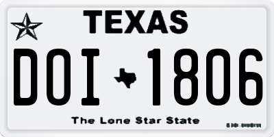 TX license plate DOI1806