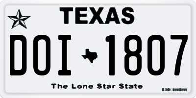 TX license plate DOI1807