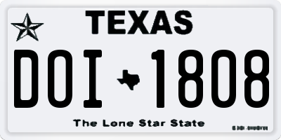 TX license plate DOI1808